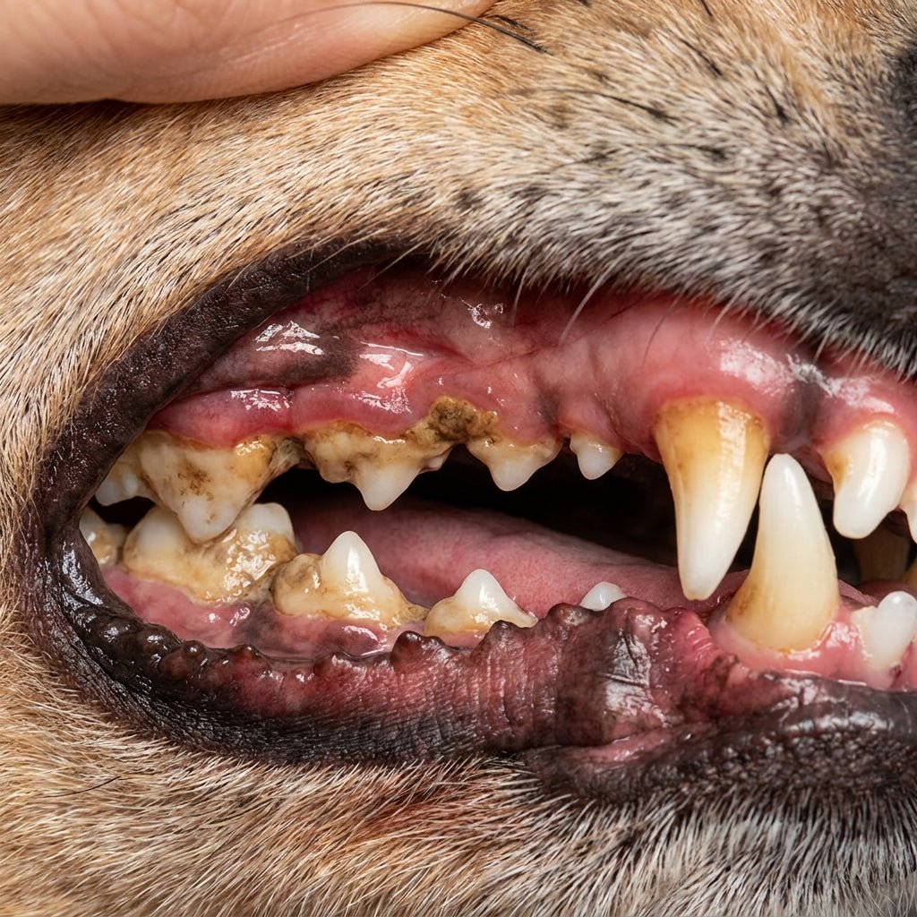 Dientes del perro antes de usar Oral Pet